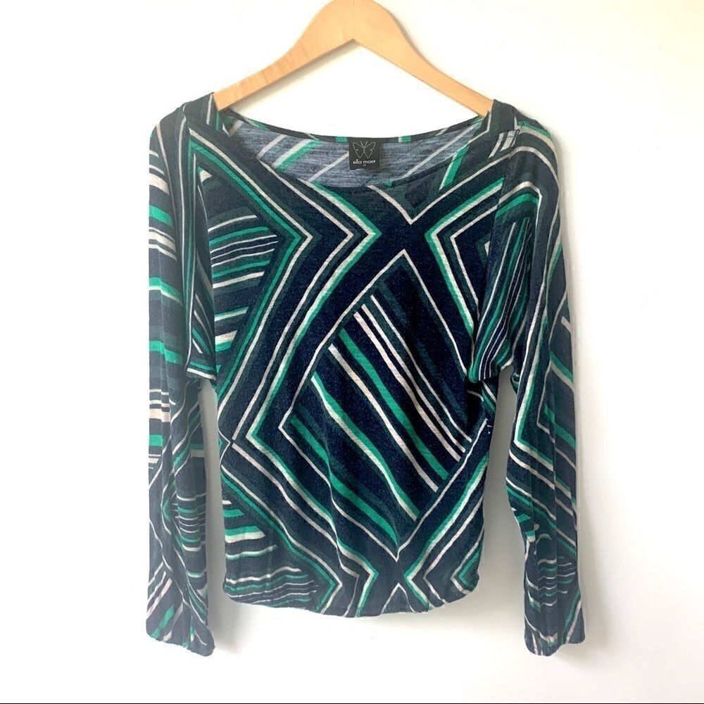 Ella Moss Geometric Boatneck Lightweight Sweater